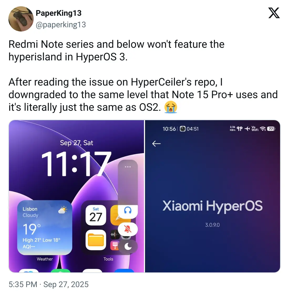 Uji coba HyperOS 3 Beta di Note 15 Pro+